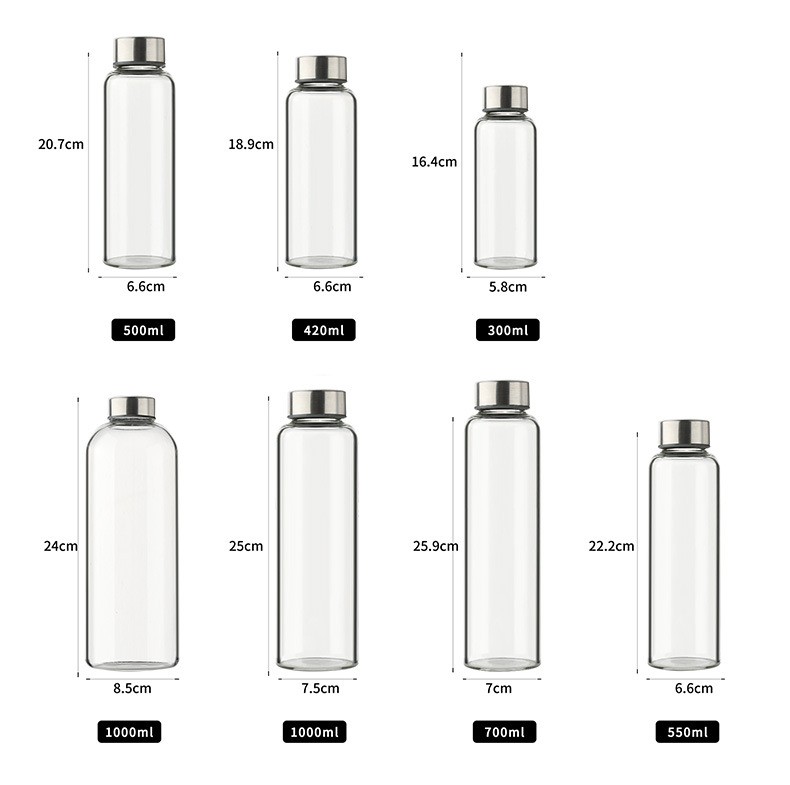 CLear 1000ml Borosilicate Glass Juice Bottle