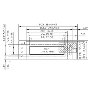 0,91 Zoll OLED-Modul Weiß/Blau OLED 128 X32 OLED LCD-LED-Anzeige modul 0,91 "IIC Comm unicate ROHS-Zertifizierung - Product Image 4