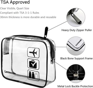 カスタムロゴ<span class=keywords><strong>TSA</strong></span>承認トイレタリーバッグ、ジッパー付きトラベルラゲッジポーチキャリーオンクリアトラベルPVCコスメティックメイクアップバッグ