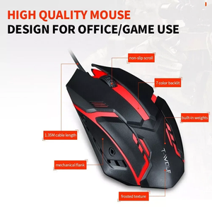 Fabbrica universale a buon mercato VONN V1 cablato USB Gaming Mouse 3 pulsante colorato retroilluminato 1000DPI Mouse per PC portatile Desktop - Product Image 4