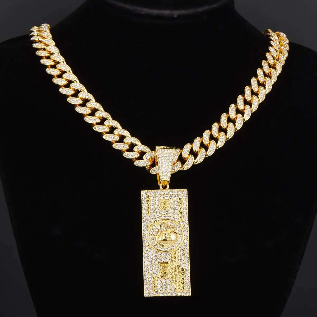 Die neue Herrenpersönlichkeit kubanische Halskette Dollar Diamant Anhänger Hip Hop-Halsband