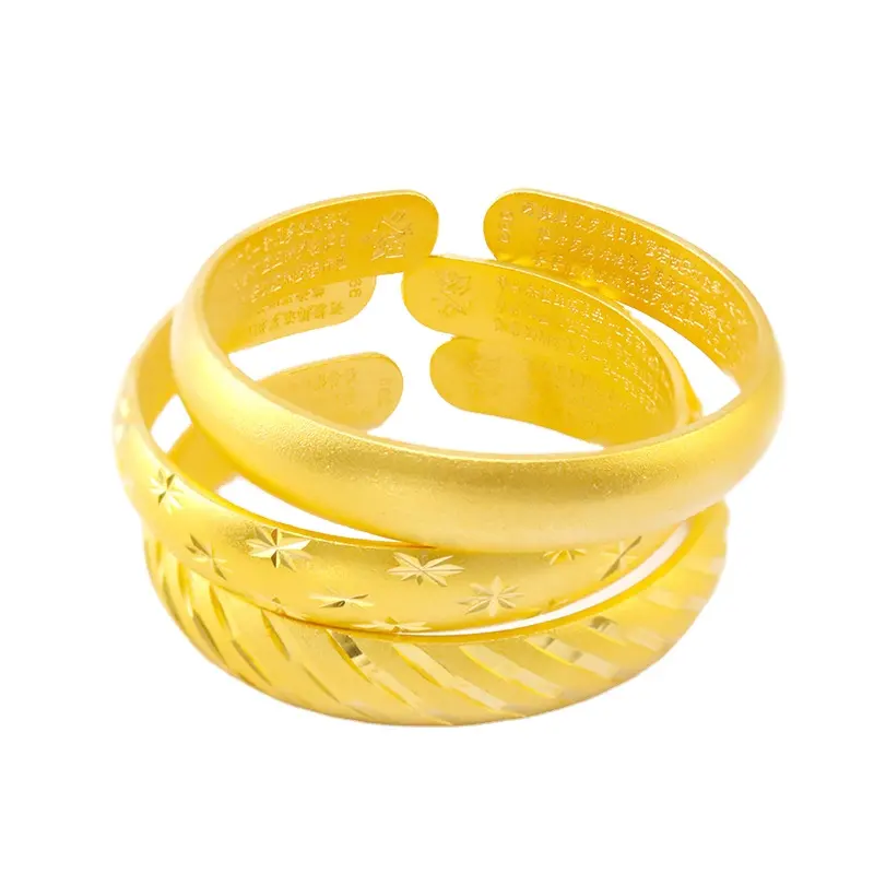 Vietnam Sand Gold bracciale a cuore aperto superficie di sabbia Meteor Shower bracciale pieno di stelle bracciale aperto antico