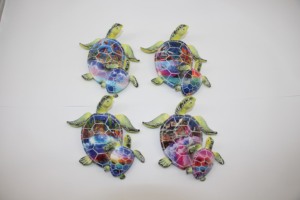 مجموعات الخ السلاحف البحرية الملونة مجموعة فنية للجدار المعدني من 2-لهجة الزخرفية الموسمية للاستخدام في الهواء الطلق أو في الأماكن المغلقة - Product Image 2