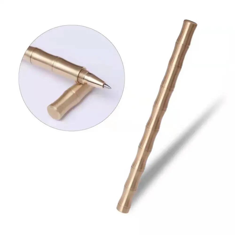 New Arrival Stationery lapiceros China Pen Factory Metal Bamboo Gel Join Brass Copper Roller Ball Pen