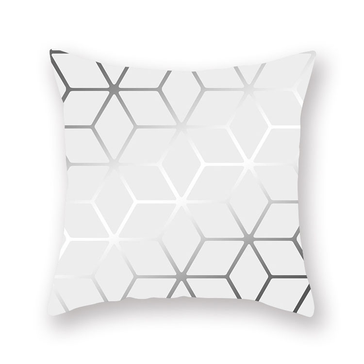 New Style Silver Grey Geometric Chevron Peach Skin Pillow Cover Car Office Sofa Bed Cushion Cover Wholesale