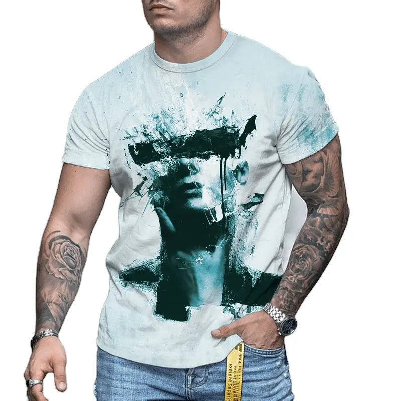 Camiseta masculina de alta qualidade, blusa personalizada de algodão de tamanho grande para homens