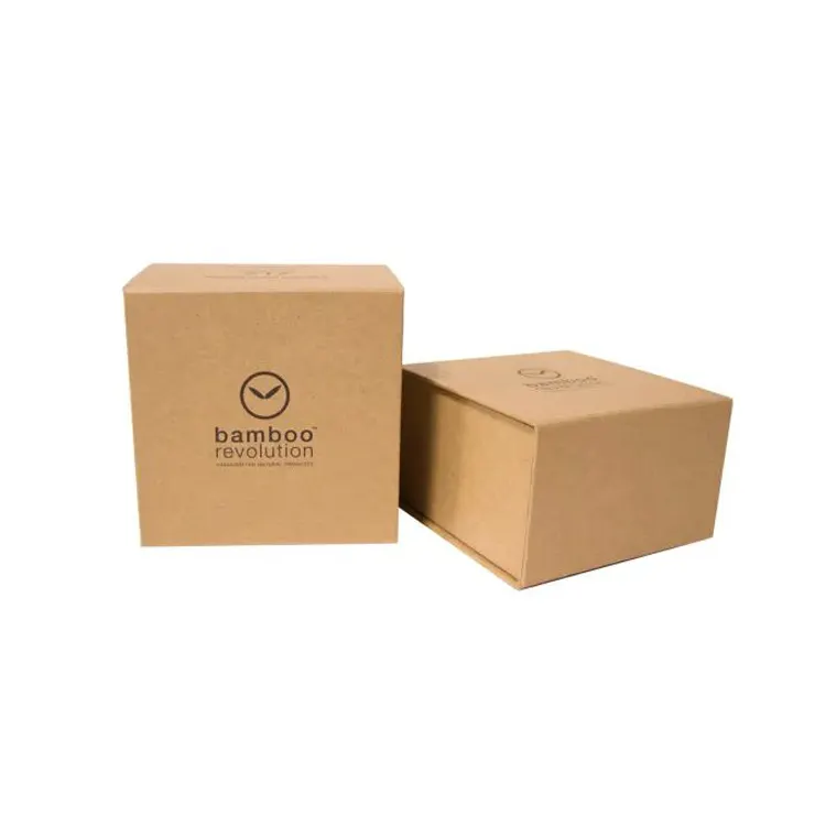 New Arrival Custom Disposable Kraft Paperboard Gift Boxes Magnet Closing Recyclable Bamboo Products Package