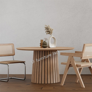 简约实木餐桌圆形小空间世纪中叶现代胡桃木灰餐桌圆形底座 - Product Image 4