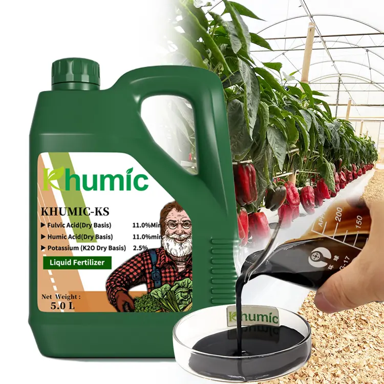"Khumic-KS" Organic fertilizer 100% water solubility black brown liquid humic acid in soil