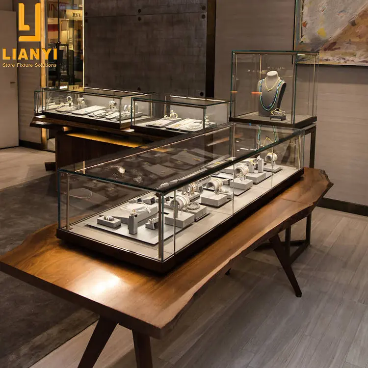 Factory Custom Beautiful Luxury Jewellery Table Cases Retail Store Jewelry Showcase Display