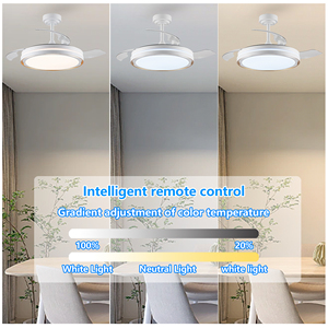 Stylish New Retractable LED Fan with Remote Control Fandelier Ceiling Mount <strong>Light</strong> 5-Year Warranty <strong>ERP</strong> CE Report Memory Fan <strong>Light</strong>