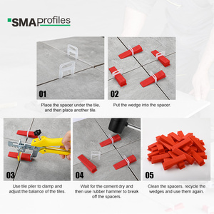 SMAProfiles Sistema de nivelamento de azulejos para piso de piso de base, espaçador de nivelamento de azulejos para lábios