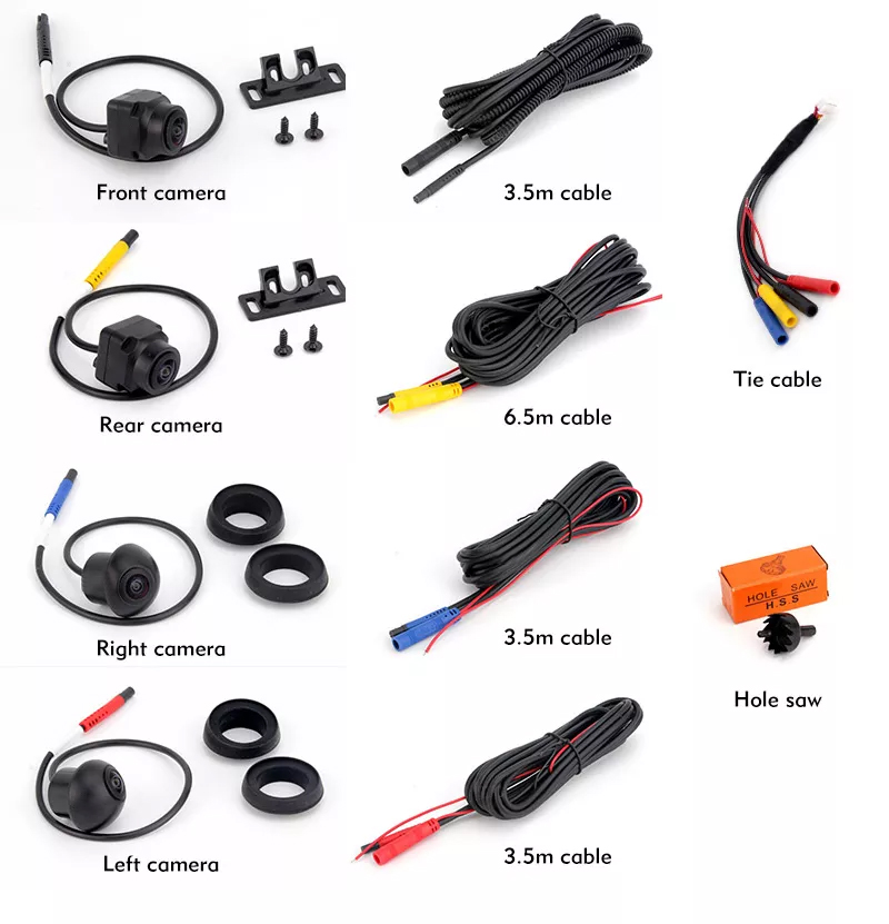 360 car camera Cable Bird View Camera Car 360 Degree Camera Cable Universal Car Reversing Aid Panoramic 3D HD 1080p 360