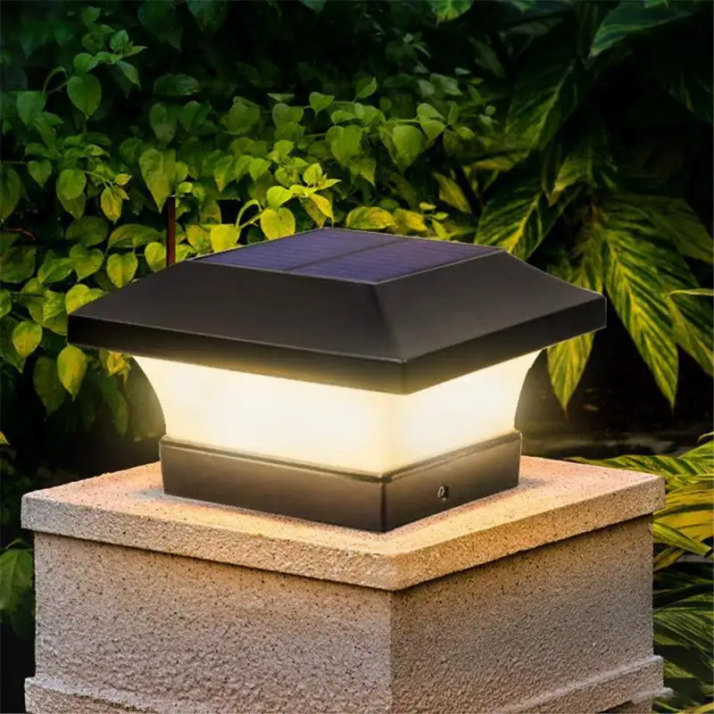 Lámpara de iluminación decorativa para exteriores, luz Led de poste cuadrada alimentada por energía Solar, impermeable Ip65, para jardín, valla, paisaje