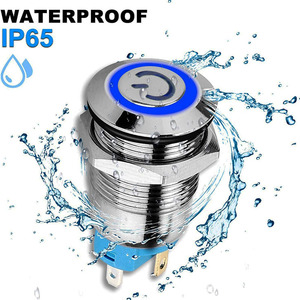 19mm wasserdichter Momentan-Drucksc halter aus Edelstahl SPDT 1NO 1NC Blaue LED-Leistungs anzeige für den industriellen Einsatz auf See