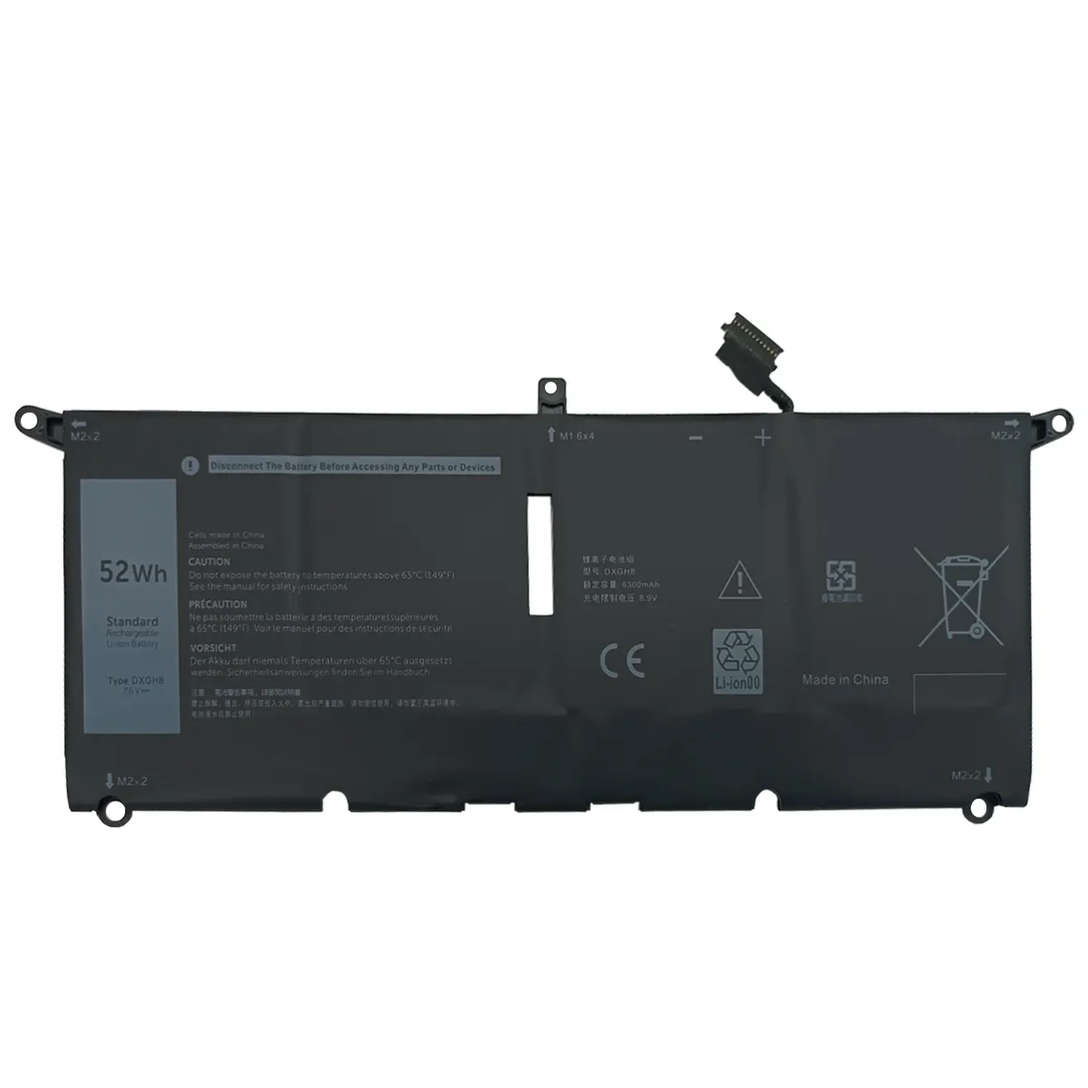 Xnobi — batterie pour ordinateur portable 7.6V, 52wh DXGH8, pour Dell XPS 13, 9370, 9380, 7390, 2019, Inspiron 7390-en-1, série H754V G8VCF 0H754V