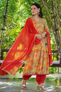 卸売工場供給アリアカットAnarkali Kurtis Pent with Dupatta for Office and Regular Wear from India - Product Image 4