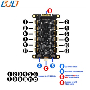 12*12V 4Pin Fan Hub RGB LED Strip Controller con almohadilla magnética para PC Computer Case - Product Image 2
