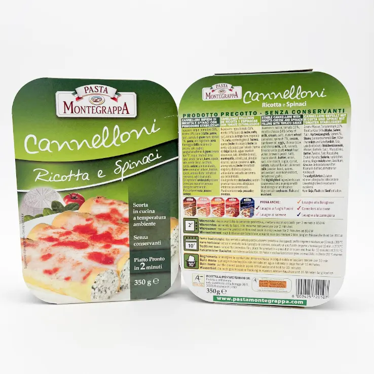 Canelones estables con queso ricotta y espinacas relleno con salsa de tomate 350g alta calidad de Italia Pasta Montegrappa