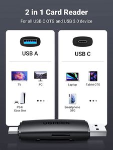 用于SD微型SDHC SDHC SDXC MMC的UGREEN sd卡读卡器USB 3.0 USB C存储卡读卡器OTG卡适配器 - Product Image 2