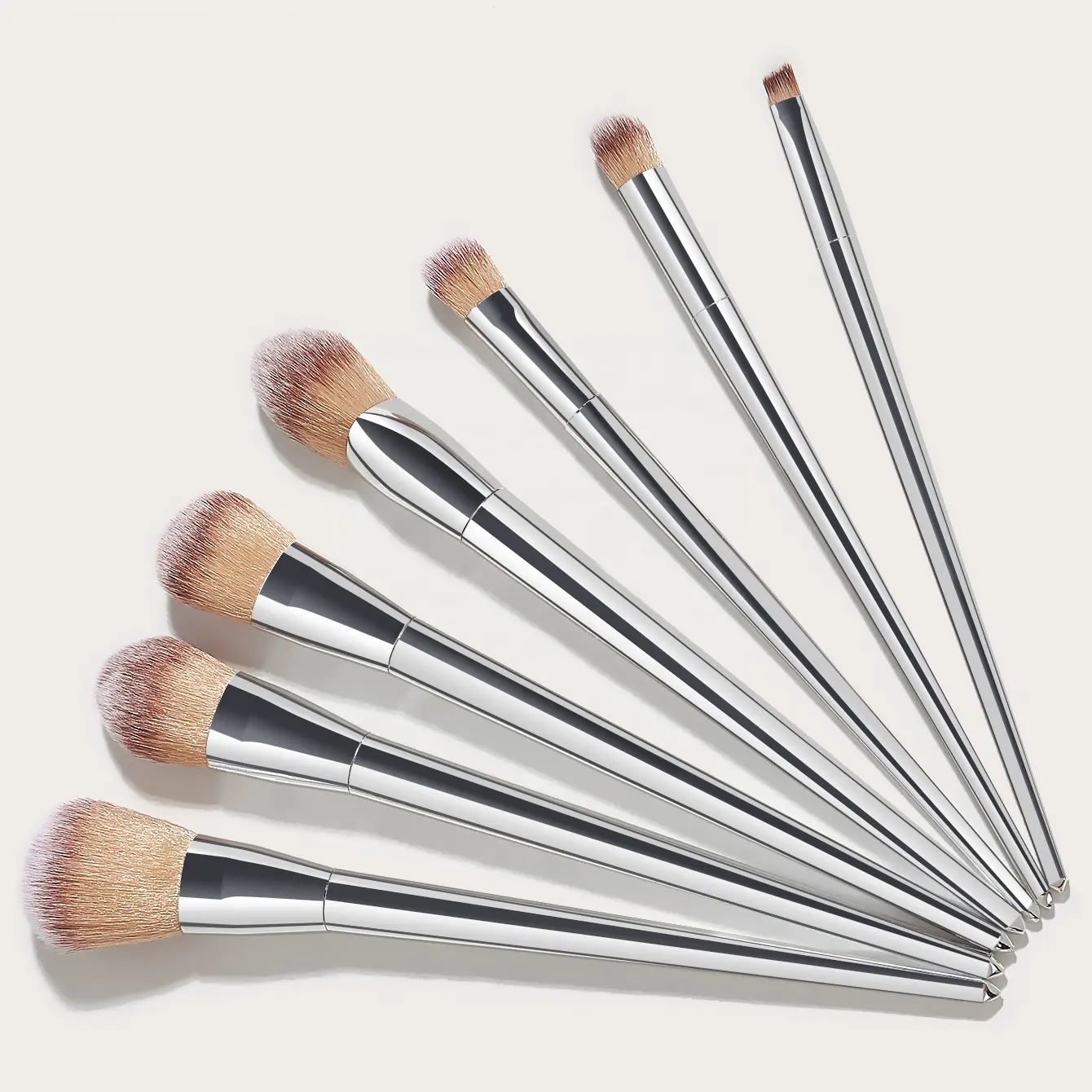 Maquiagem personalizada escova Set 7 peça luxo prata maquiagem pincéis Professional Cosmetic Brushes Kit