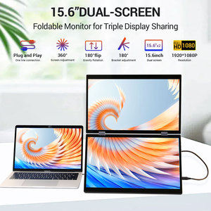 Monitor LCD de 15,6 pulgadas FHD de doble pantalla, monitor de 1080P, portátil, plegable, para juegos inteligentes, pantalla Triple, Monitor de ordenador