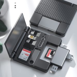 7合1多功能读卡器SD tf卡盒OTG适配器USB2.0 Type-C适配器，带卡储物盒 - Product Image 2