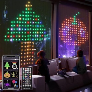 カーテンライト円形ライトプログラミング音楽同期アニメーションLEDカーテンストリングライト寝室の壁 - Product Image 1
