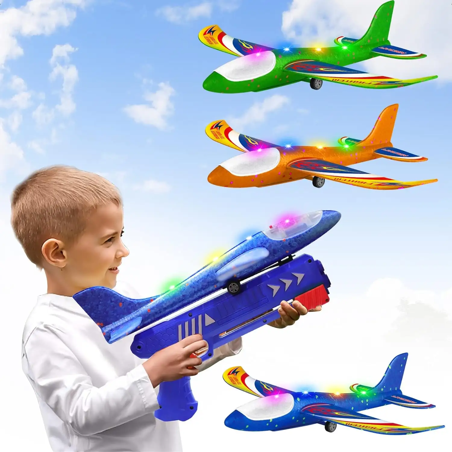 거품 비행기 발사기 장난감 소년 소녀 선물, 야외 스포츠 파티 호의 모드 글라이더 비행기, 어린이 비행 장난감