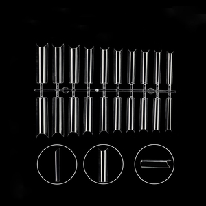 400 adet fransız tarzı Nail Art İpuçları ABS yarım kapak XXXL C kavisli şekli uzun kare tırnak İpuçları 2 doğal temizle renkler parmak - Product Image 2