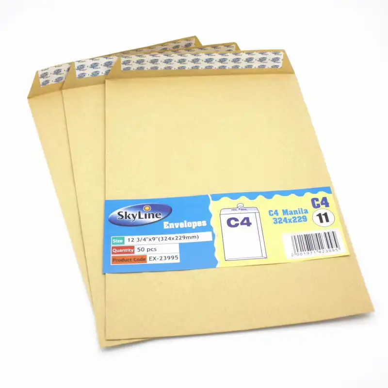 Крафт-бумага A4 C4, простой белый конверт с уплотнительной двусторонней лентой