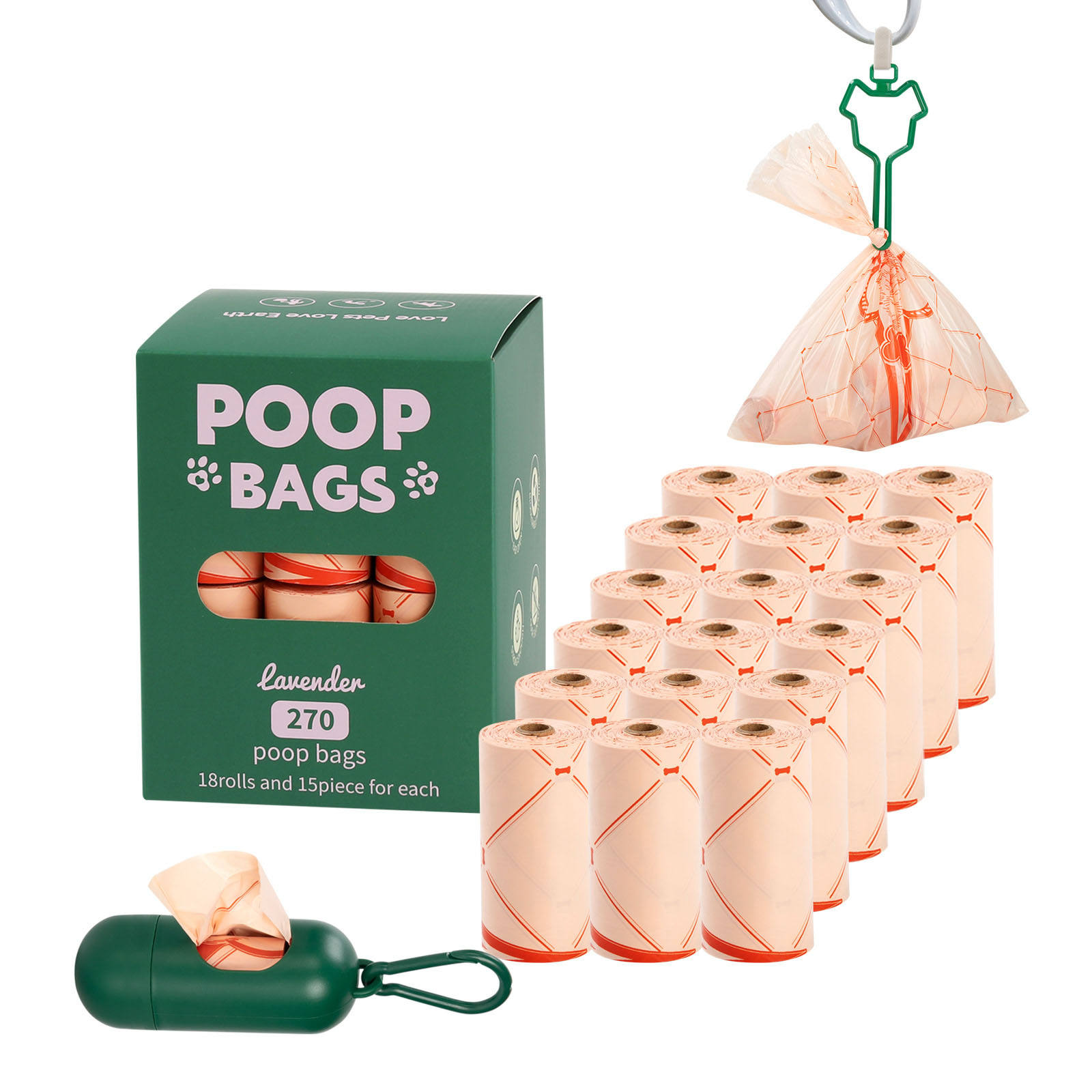 18 rouleaux de beige+dispenseur+clips