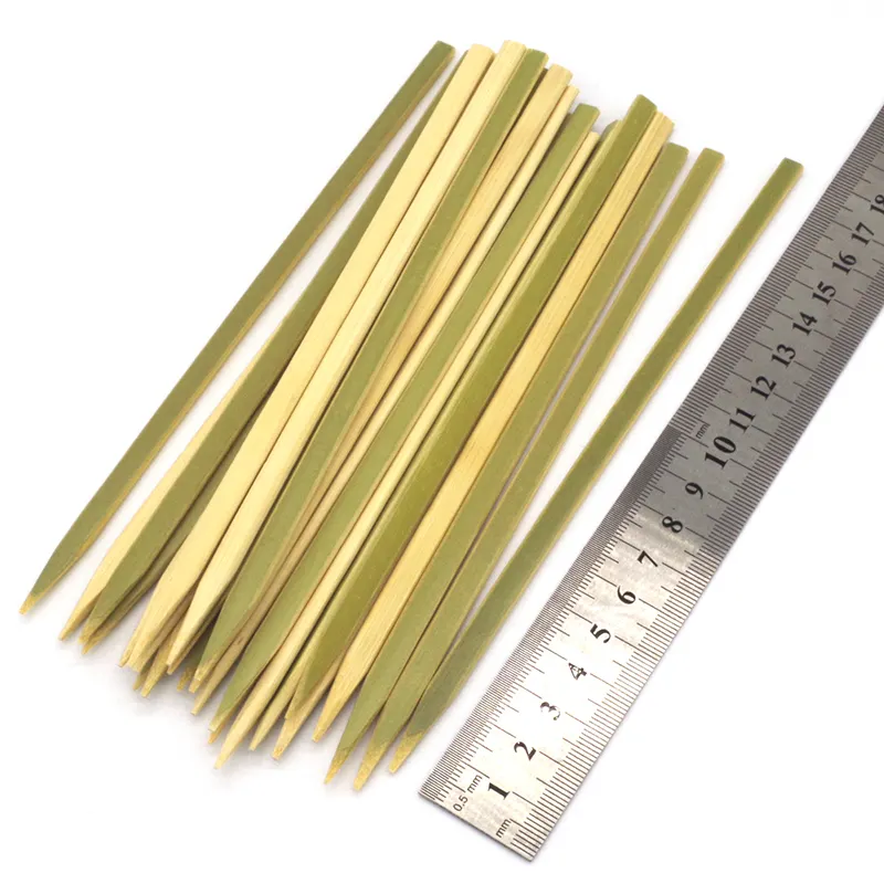 Pincho de bambú de forma plana para barbacoa, pincho desechable para barbacoa saludable