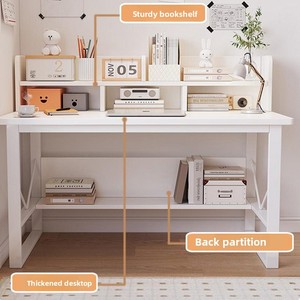 Escritorio moderno para ordenador, estantería integrada, escritorio de oficina sencillo a la moda para el hogar, mesa de estudio estable para empleados, práctico de madera - Product Image 1