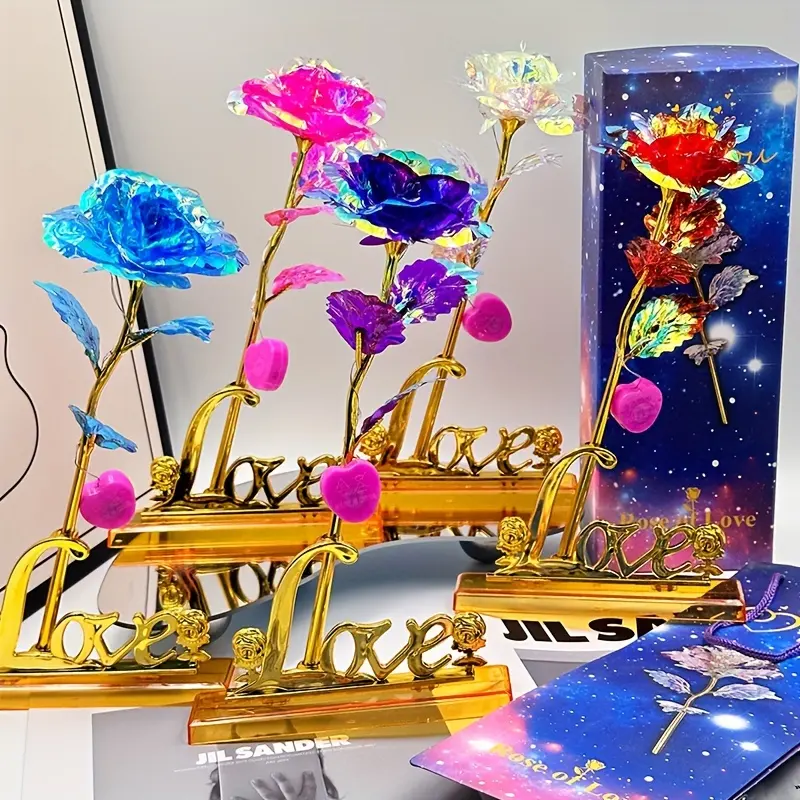 Galaxy Rose Flower Artificial Flower Gift 24k Colorful Rose for Valentine's Day