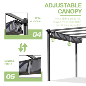 Bahçe sundurma plaj, veranda, bahçe, güverte için geri çekilebilir gölgelik ile 10x10FT açık veranda Metal Pergola