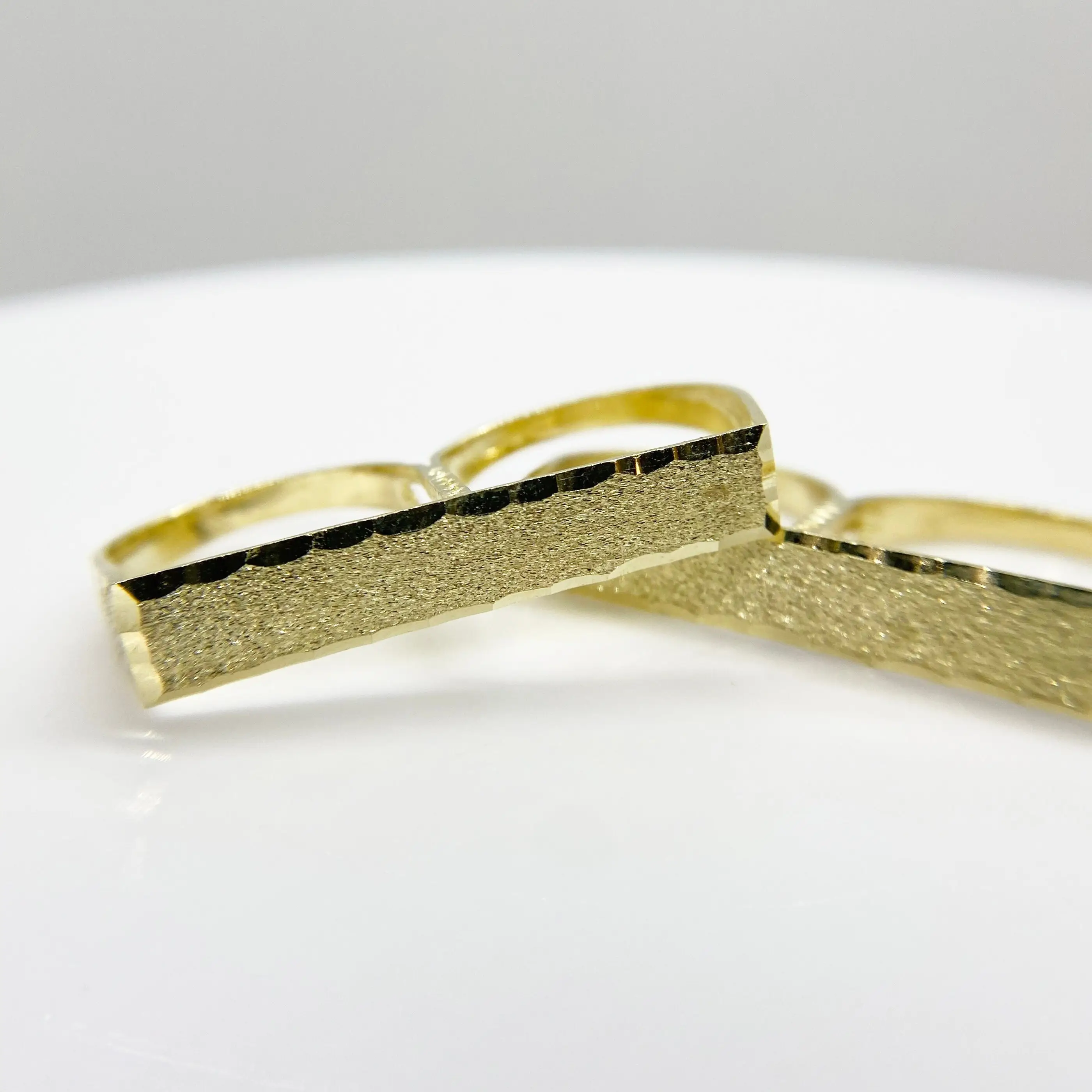 Duyizhao 최신 성격 디자인 14k 금도금 두 개의 이중 손가락 너겟 소년 소녀 보석에 대한 클래식 반지