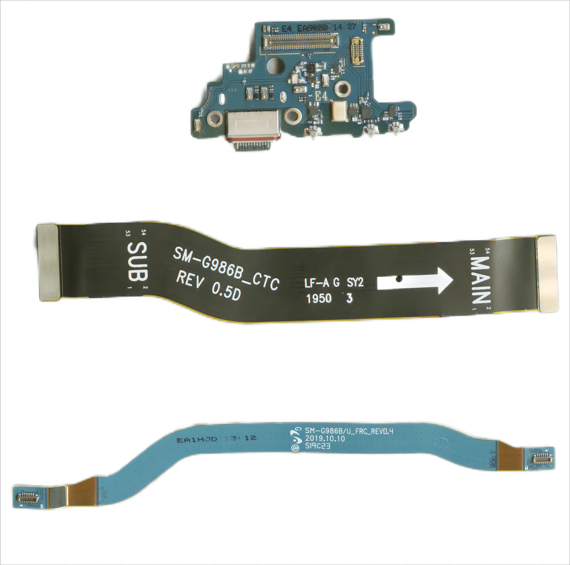 Original USB Charging Board Pork Connector+Mother Board Flex + Signal Antenna Flex Cable Repair Part For Samsung Galaxy S20 Plus