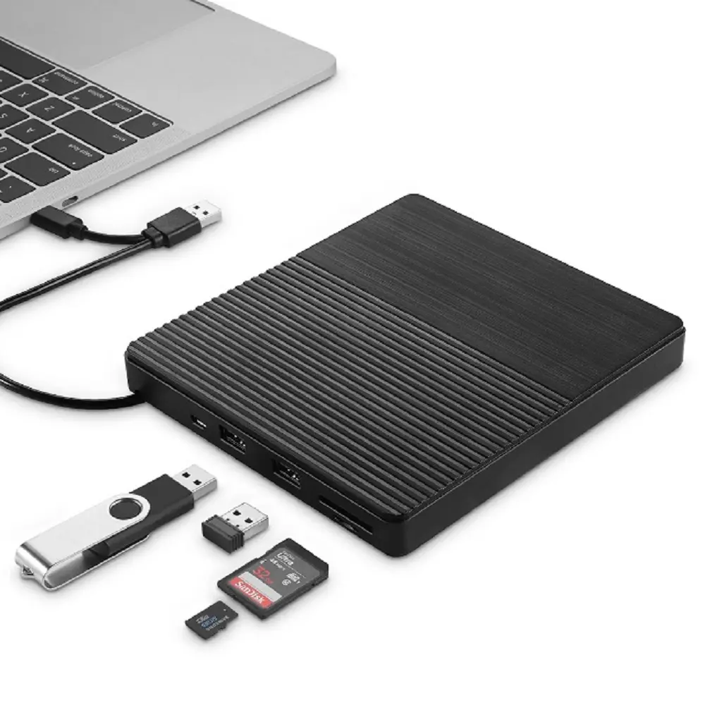 Gravador de DVD CD de alta velocidade USB 3.0 Driver óptico externo Compatível com a unidade de DVD externa de Windows Mac Pro