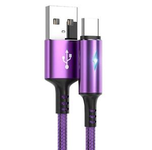 1.2m 3A hızlı LED solunum işık tip c şarj hızlı şarj led naylon örgülü kablo c tipi C tipi usb kablosu - Product Image 1