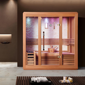 Design moderno 3 persone bagno Sauna a vapore tradizionale in legno vasca Spa Villa adatto Sauna 6kw potenza Hemlock funzione lontano infrarosso - Product Image 4