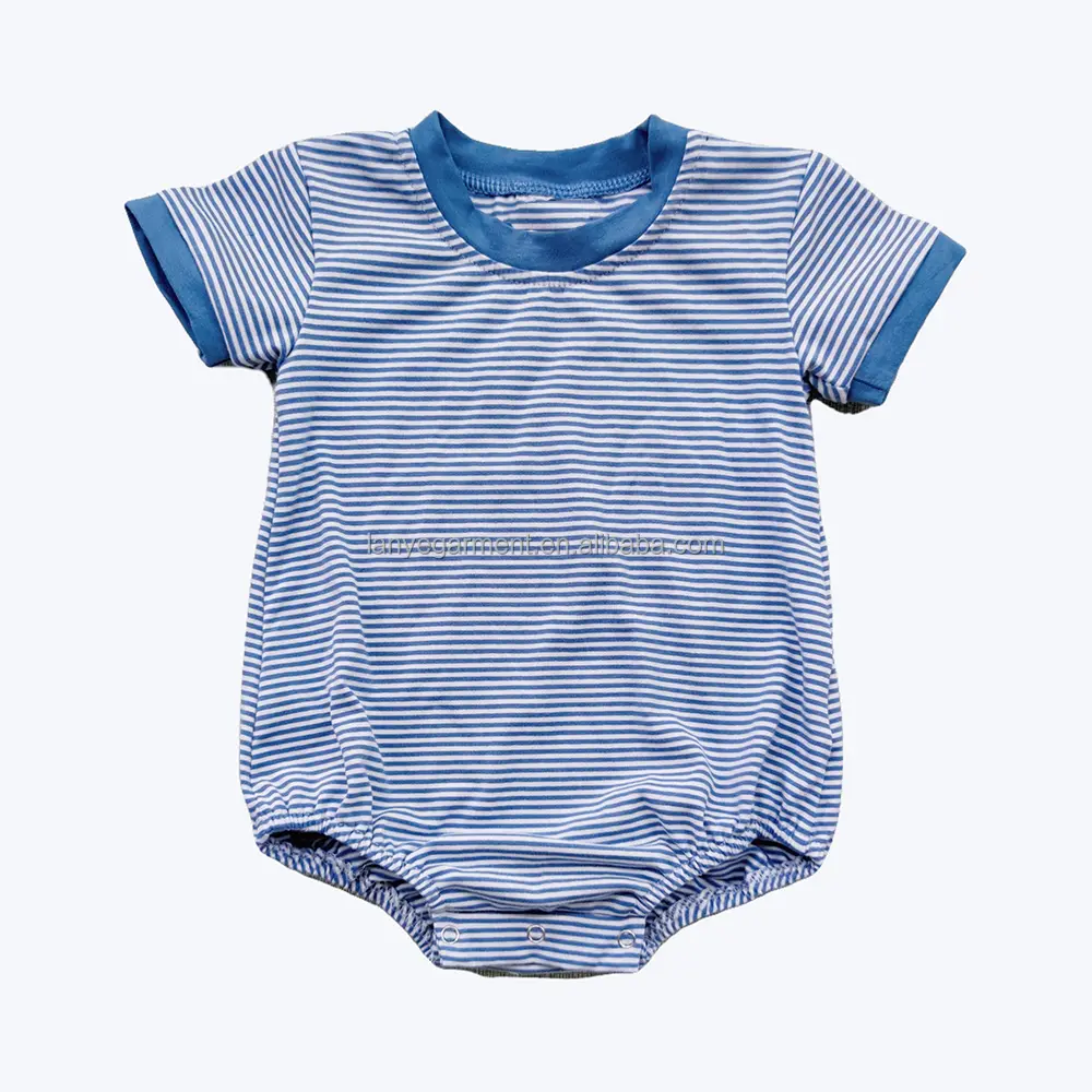 Unisex Bebê Tiny Stripe Bubble Rompers Monograma Recém-nascidos Verão Algodão De Malha Little Kids Onesie Bodysuit Roupas