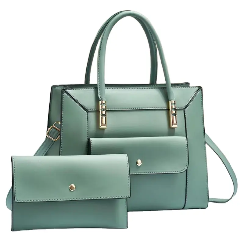 2023 yeni PU kadın çanta iki parça büyük kapasiteli bayan el çantası çanta seti cüzdan