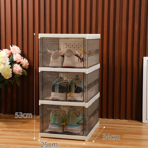 Duy Nhất Dày Trong Suốt Nhựa Đôi Khung Hộp Giày Có Thể Gập Lại Bóng Rổ Giày Lưu Trữ Lật Bìa Cho Phòng Khách Bán Buôn - Product Image 4
