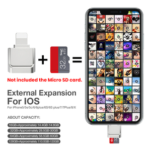 适用于iPhone 14 13 12 11的迷你Micr SD TF读卡器适配器适用于iPhone XS XR 8 7 6的最大外部OTG存储卡读卡器 - Product Image 2