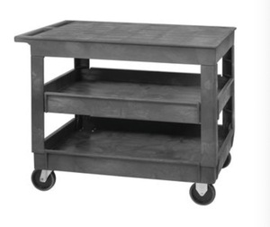 Flat Top Plastic <strong>Cart</strong> W/3 Shelves &amp; 5&quot; Casters : 550 lb Load Capacity , 40-5/<strong>8</strong>&quot;L X25-5/<strong>8</strong>&quot;Wx33&quot;H , Gray/Black - Product Image 2