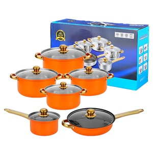 Hot Selling 12Pcs Stainless Steel Cookware <strong>Set</strong> Beautiful and Generous Round Pots with Induction Bottom for Gas Stove - Product Image 2