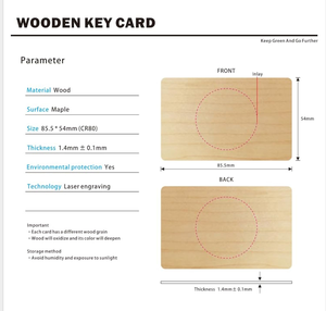 Tarjeta DE ACCESO RFID de madera personalizable Tarjeta de llave de hotel NFC duradera Compatible con múltiples sistemas de cerradura de puerta para la industria de la hospitalidad - Product Image 5