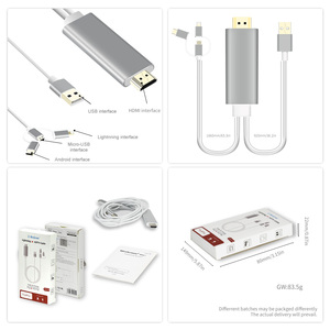 适用于iPhone iPad安卓的3合1高清电视转换器适配器高速高清插头和转换器