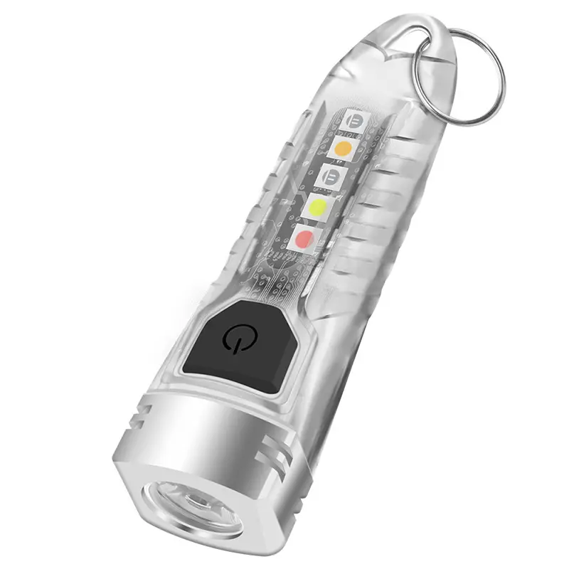 배터리가 내장 된 LED 충전식 미니 포켓 키 chian 토치 라이트